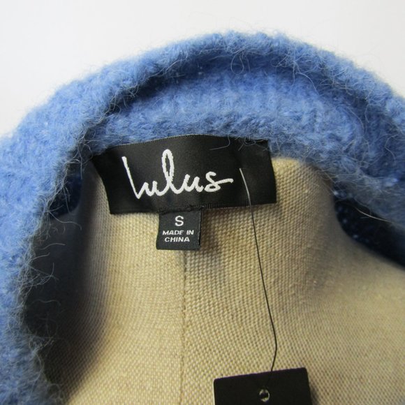 NWT Lulu’s Keep Cozy Dusty Blue Pointelle Knit Oversized Sweater Small - Picture 3 of 12